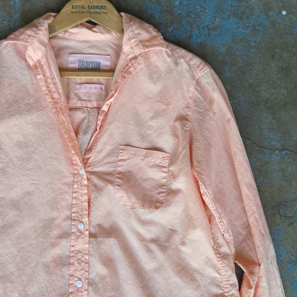 Grayson The Hero Button Up Shirt Size XS 01 Peach Pink Long Sleeve 100% Cotton - Picture 3 of 8